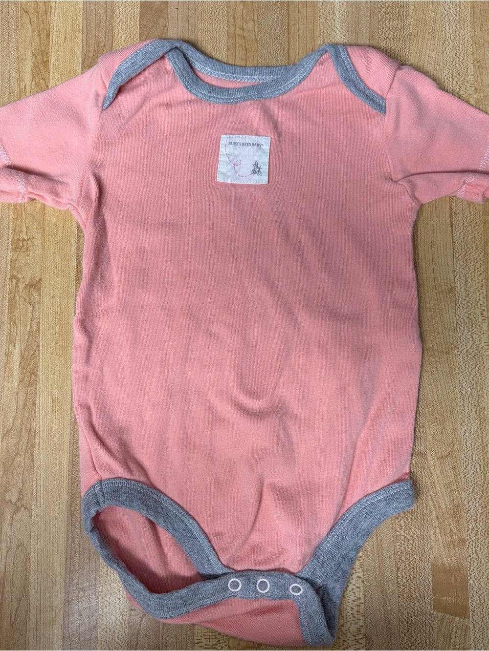 Burt's Bees Baby Peach Short-Sleeve One-Piece with Gray Trim